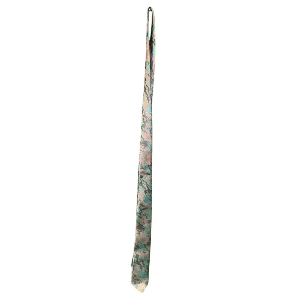 Vintage‎ Men Camouflage Pattern Necktie Green Pink Camo Print USA MADE RN 62686